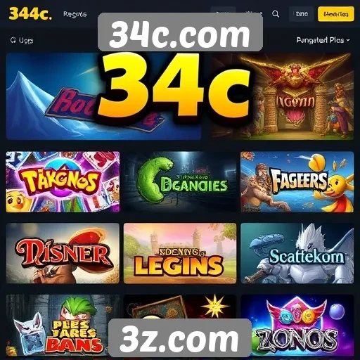 A variedade de jogos disponível em 34c.com